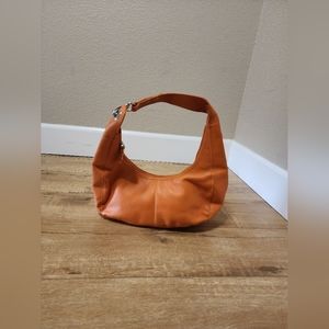 NWOT ROLFS Genuine Pebbled Leather Orange Shoulder Hobo Tote Purse Bag 12x6x4